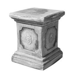 Stein Deko Säule 39cm Formbeton bearbeitet - winterfest